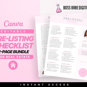 Pre-Listing Checklist | Pre-listing Realtor Checklist | Realtor Marketing | Editable Canva Template | Real Estate Checklist Bundle