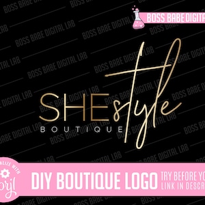 DIY Edit Yourself Boutique Logo Hair Logo Lash Technician Logo Design Salon Business Branding Hair Bundles Stylist Watermark Beauty Logo