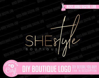 DIY Edit Yourself Boutique Logo Hair Logo Lash Technician Logo Design Salon Business Branding Hair Bundles Stylist Watermark Beauty Logo