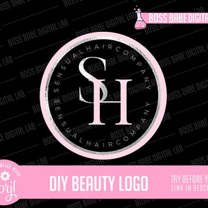 DIY Edit Yourself Beauty Logo Hair Logo Cosmetics Logo Design Salon Business Branding Hair Bundles Stylist Watermark Beauty Logo