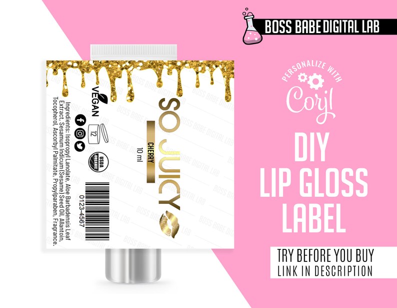 DIY Lipgloss Labels Do it Yourself Lip Gloss Sticker Design Etsy