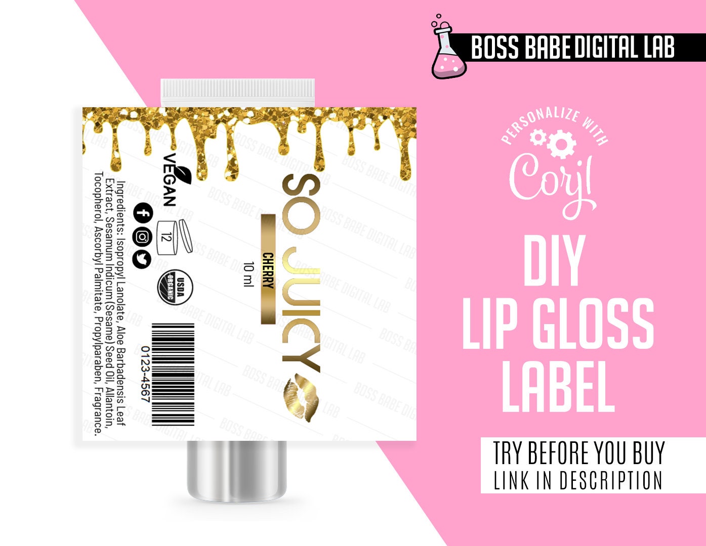 DIY Lipgloss Labels Do It Yourself Lip Gloss Sticker Design Etsy