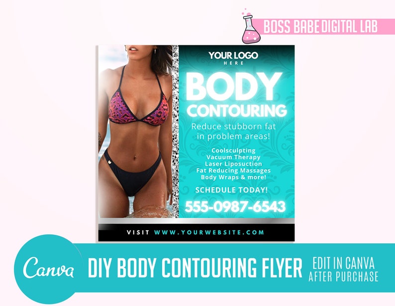 Do it Yourself Body Contouring Flyer Beauty Social Media Template Beauty Instagram Template DIY Body Contouring Flyer Design