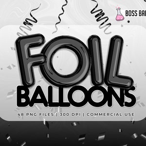 Black Foil Balloon Clipart: &quot;Balloon CLIPART&quot; Black clipart, Black Event Clipart, Commercial Use Black Clipart, Black Balloon Clipart