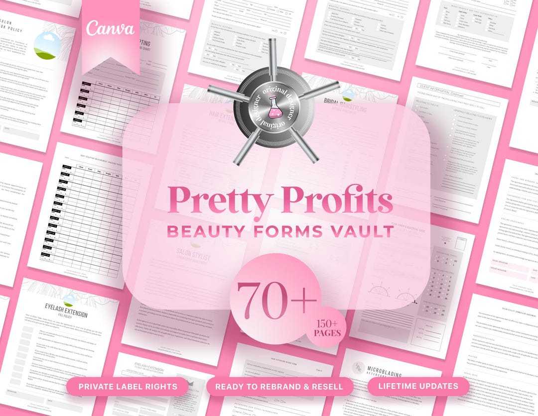 PLR Canva Beauty Forms Pack, Private Label Rights Canva Templates