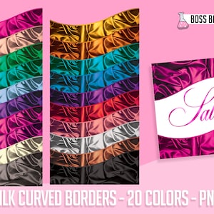 Silk Curved Border Clipart, Luxury Silk Wave Border Clipart, Silk Clipart, Canva Clipart