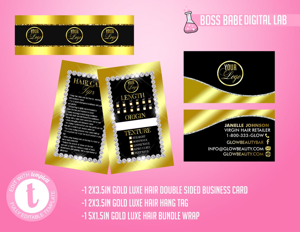 DIY 11piece Gold Luxe Hair Bundle Branding Kit Gold Luxe Etsy