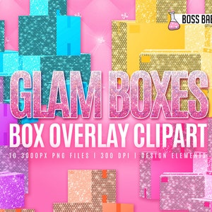 Glam Boxes Clipart, Glam Diamond Cardboard Boxes Clipart, Boxes Clipart, Diamond Boxes Clipart, Moving Boxes Clipart, Packaging Boxes
