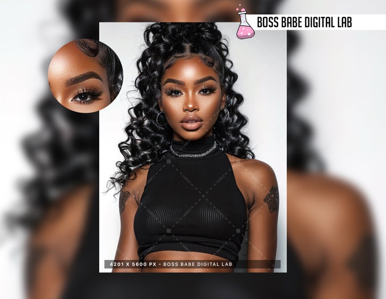 May include: A woman with long, dark curly hair wearing a black sleeveless top. She has dark makeup and a small tattoo on her right shoulder.