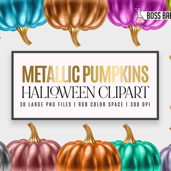 Glam Metallic Pumpkin Clipart: "Pumpkins CLIPART" Metallic Pumpkins clipart, Metallic Pumpkin Clipart, Metallic Halloween Design