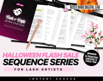 Flash or Fright Email Series for Lash Artists, Halloween Flash Sale Email Sequence Template, Email Swipe Files for Beauty Solo Professionals