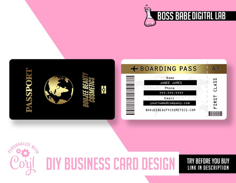 DIY Passport Business Cards Boarding Pass Business Cards Etsy