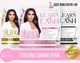 3 Pack Lash Masterclass Flyer | Lash Class Flyer | Canva Flyer | Edit In Canva | Lash Flyer Template | Lash Course | Social Media Flyer