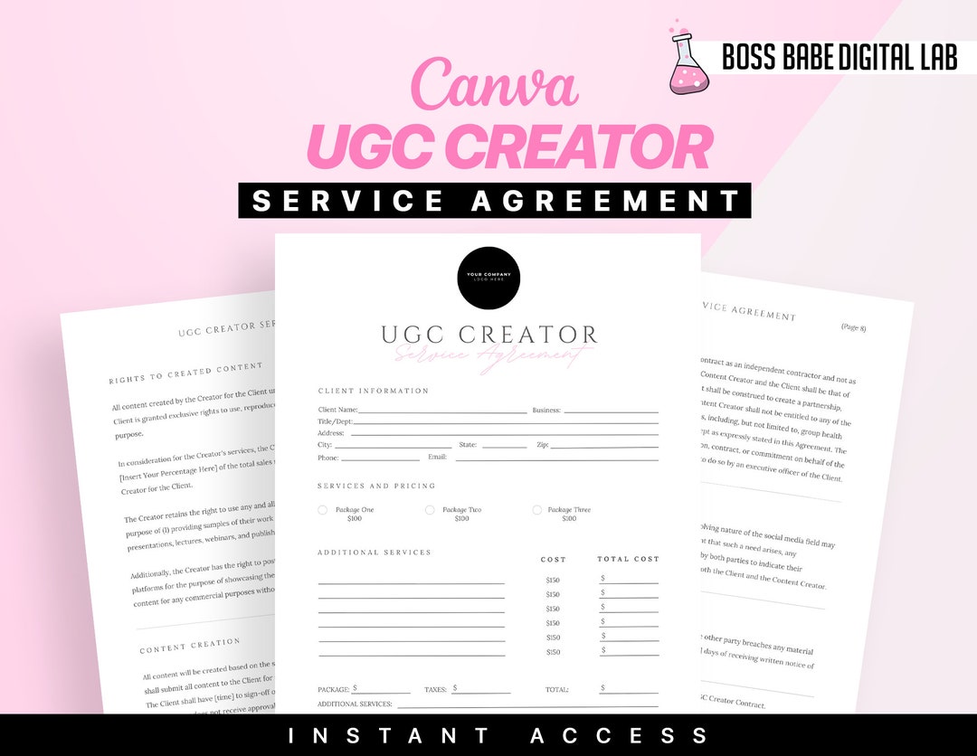 Ugc Contract Example Professional UGC Creator Contract Template, UGC Template, UGC Contract ...