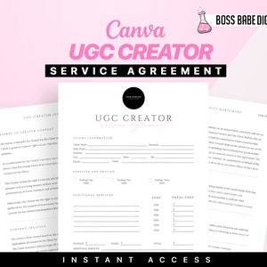 Professional UGC Creator Contract Template, UGC Template, UGC Contract, User Generated Content, Influencer Contract Template, Canva