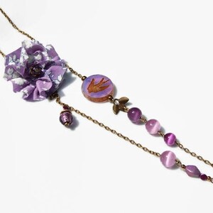 Bracelet wrap 1 tour, violet lilas rose argent, romantique, Boho chic, lumineux, verre tchèque , Miyuki, bouton coeur argent image 6
