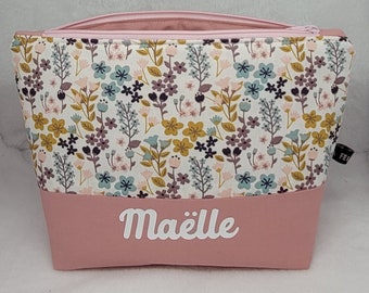 Borsa da toilette personalizzata ROSE FLOWER, borsa da toilette per bambini, regalo di nascita