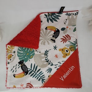 Serviette de table enfant personnalisable broderie Jungle blanc