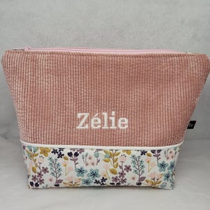 Trousse de toilette personnalisée FLEURS ROSES