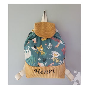 Sac à dos enfant personnalisé JUNGLE JAUNE Brettelles réglables