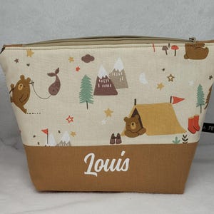 Trousse de toilette personnalisée OURSON PECHEUR, trousse de toilette enfant, cadeau de naissance
