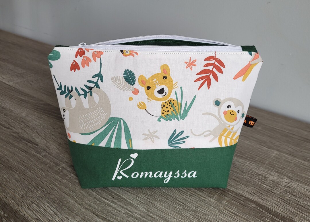 Personalized Toiletry Bag JUNGLE GREEN, Child's Toiletry Bag, Birth ...