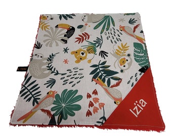 Serviette de table enfant personnalisable JUNGLE ROUGE