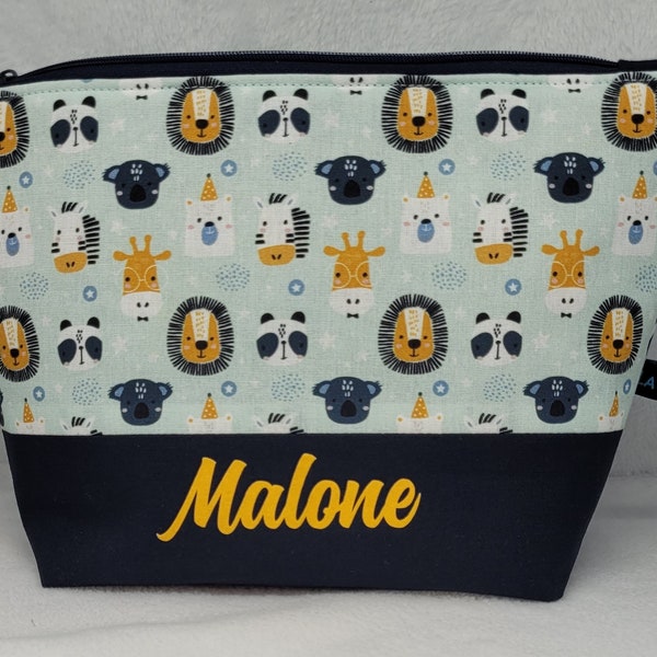 LION personalized toiletry bag, child toiletry bag, birth gift