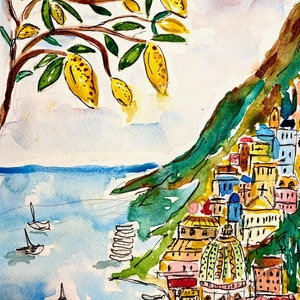 Positano Italy Print | Italy Art | Amalfi Coast Poster | Mediterranean Print| Travel Art | Travel Poster | Europe Print | Italian Coast