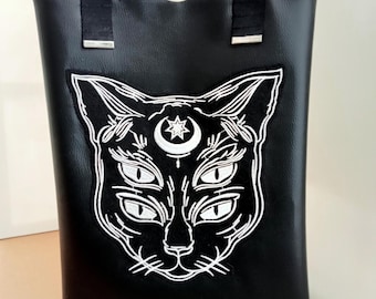 Tote bag chat mystique, écusson chat mystique,