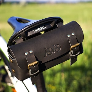 Alforja Bolsa de manillar Bolsa de bicicleta Bolsa de herramienta Bolsa de cuero Accesorios de latón negro