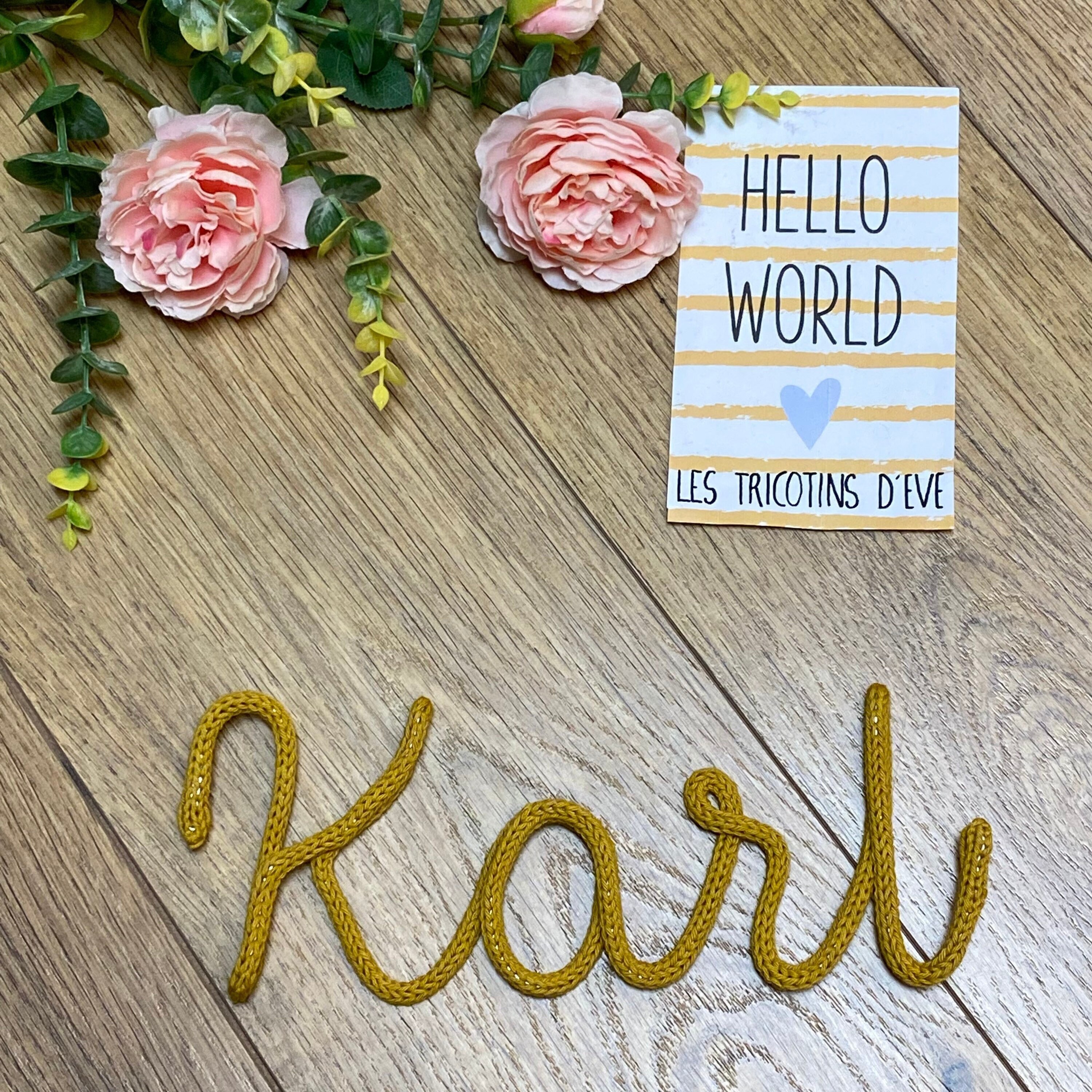 Prénom de Bébé Au Tricotin ou Tout Autre Mot Votre Choix, Personnalisable à Accrocher Poser Décorati