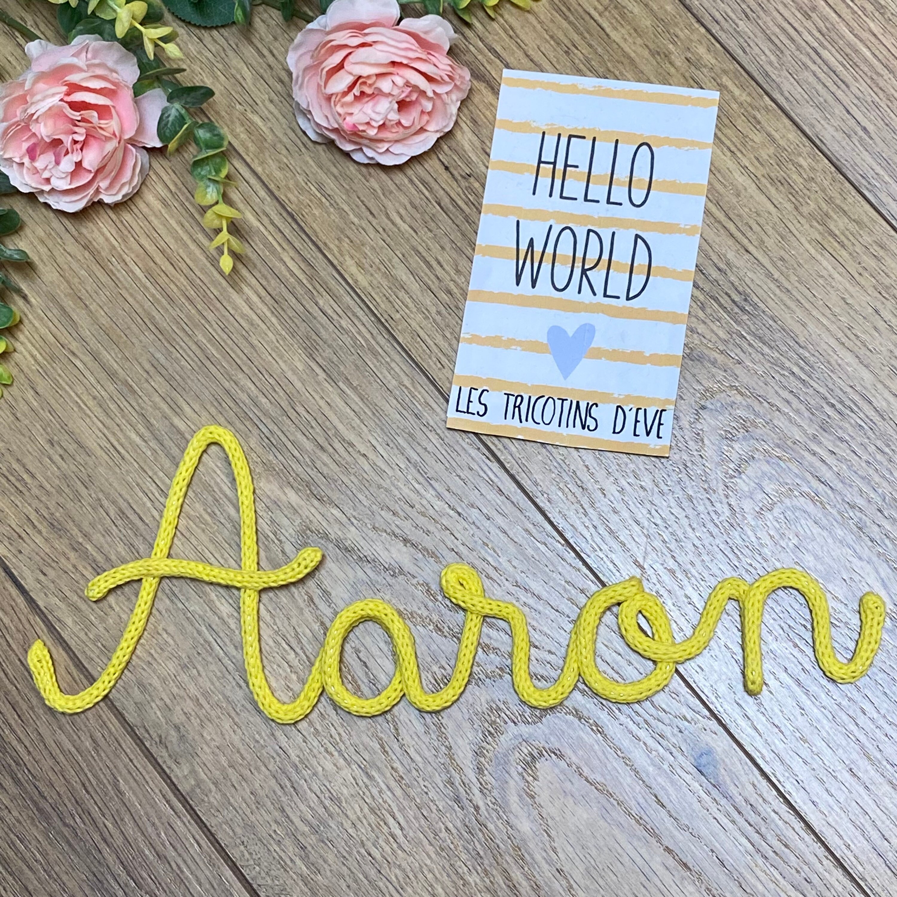Prénom de Bébé Au Tricotin ou Tout Autre Mot Votre Choix, Personnalisable à Accrocher Poser Décorati