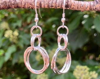 Twisted hoops earrings, sterling silver handmade earrings, earrings gift for her