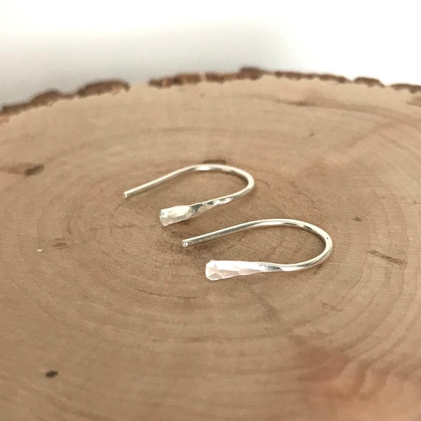 Tiny open hoop earrings Sterling silver minimal arc earrings Delicate mini silver open oval hoops