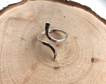 Open silver ring Adjustable ring Hammered silver ring Boho ring Silver skinny ring Thumb ring