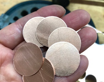 Copper stamping discs 25 mm copper blanks Raw copper discs Set of 6 metal discs Pure copper Unfinished copper discs