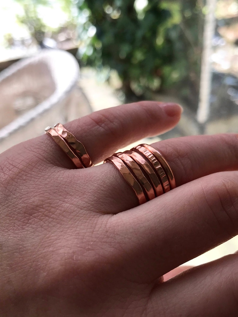 Copper ring 7th Anniversary gift copper band ring stackable ring copper jewellery arthritis ring rustic ring thumb ring gift for her or him image 2