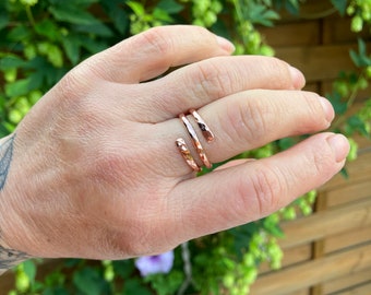 Overlap wrap ring, copper hammered ring