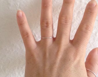 Skinny silver ring Sterling silver plain thin ring Minimalist ring Stackable ring Handmade to size ring Simple band ring