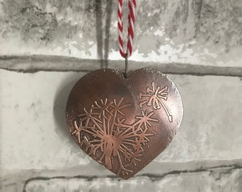 Copper wall art Heart home decoration Hanging copper heart Good vibes gift Housewarming gift 7th anniversary present