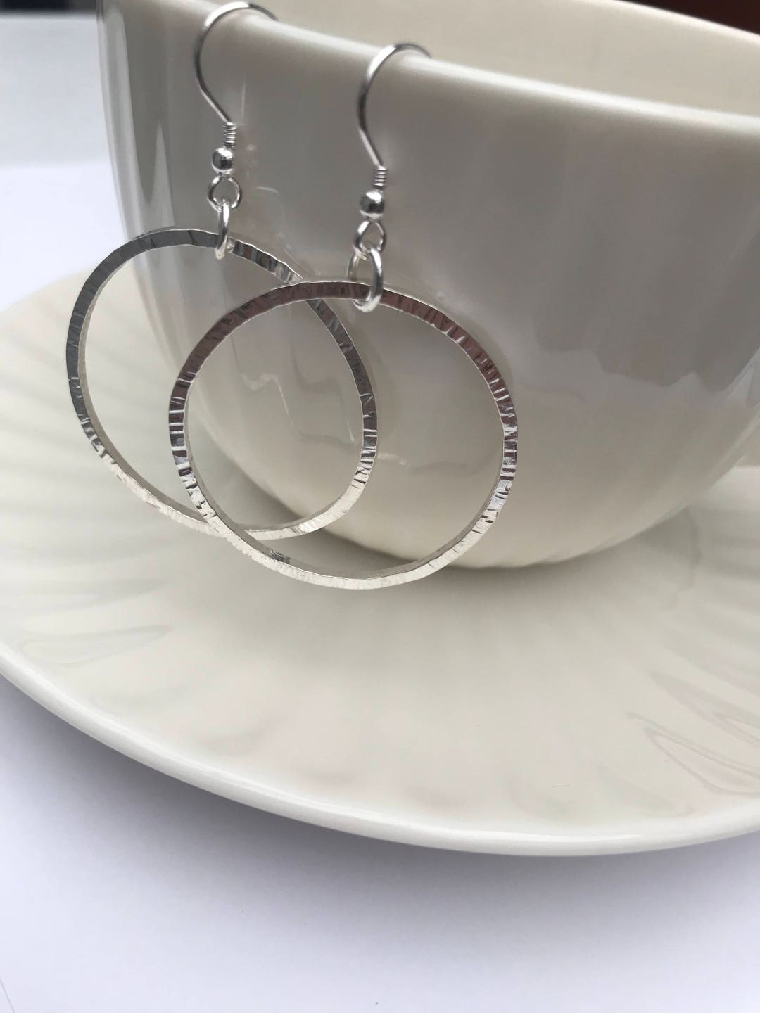 Large Dangle Hoops Earrings Sterling Silver Handmade Earrings Etsy