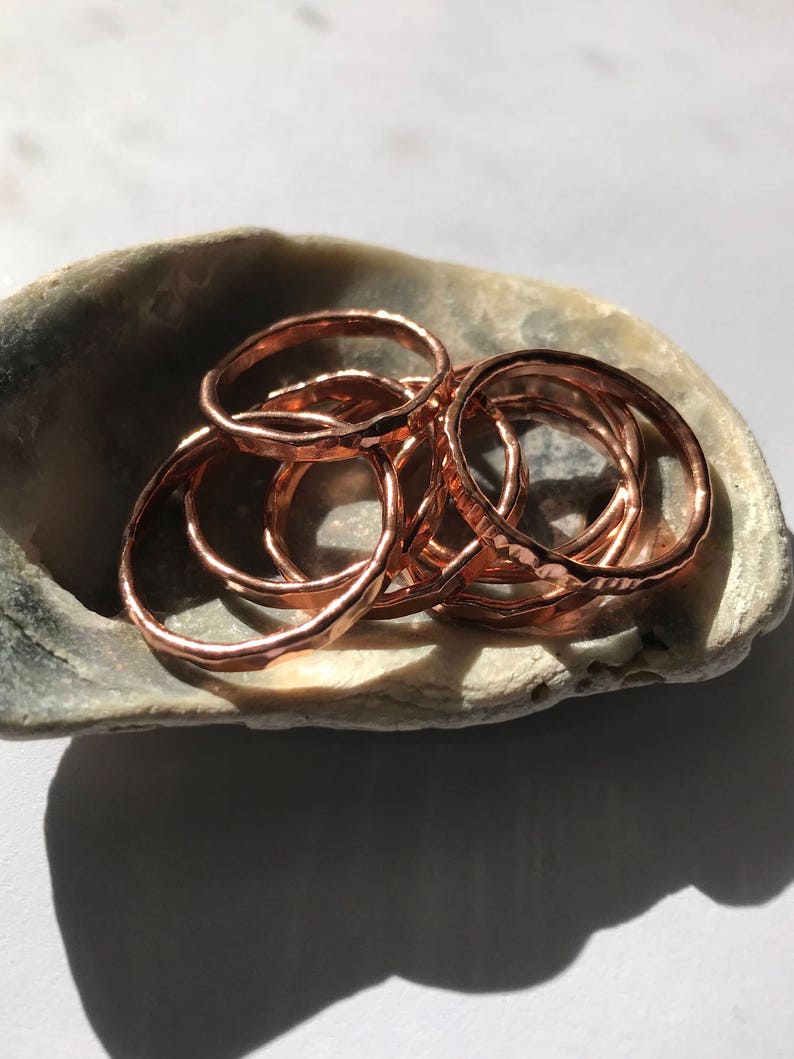 Copper ring 7th Anniversary gift copper band ring stackable ring copper jewellery arthritis ring rustic ring thumb ring gift for her or him image 4