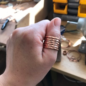 Copper ring 7th Anniversary gift copper band ring stackable ring copper jewellery arthritis ring rustic ring thumb ring gift for her or him image 10