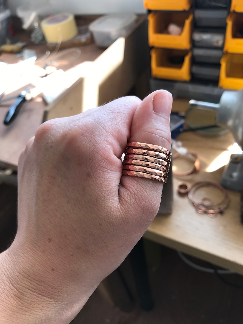 Copper ring 7th Anniversary gift copper band ring stackable ring copper jewellery arthritis ring rustic ring thumb ring gift for her or him image 10