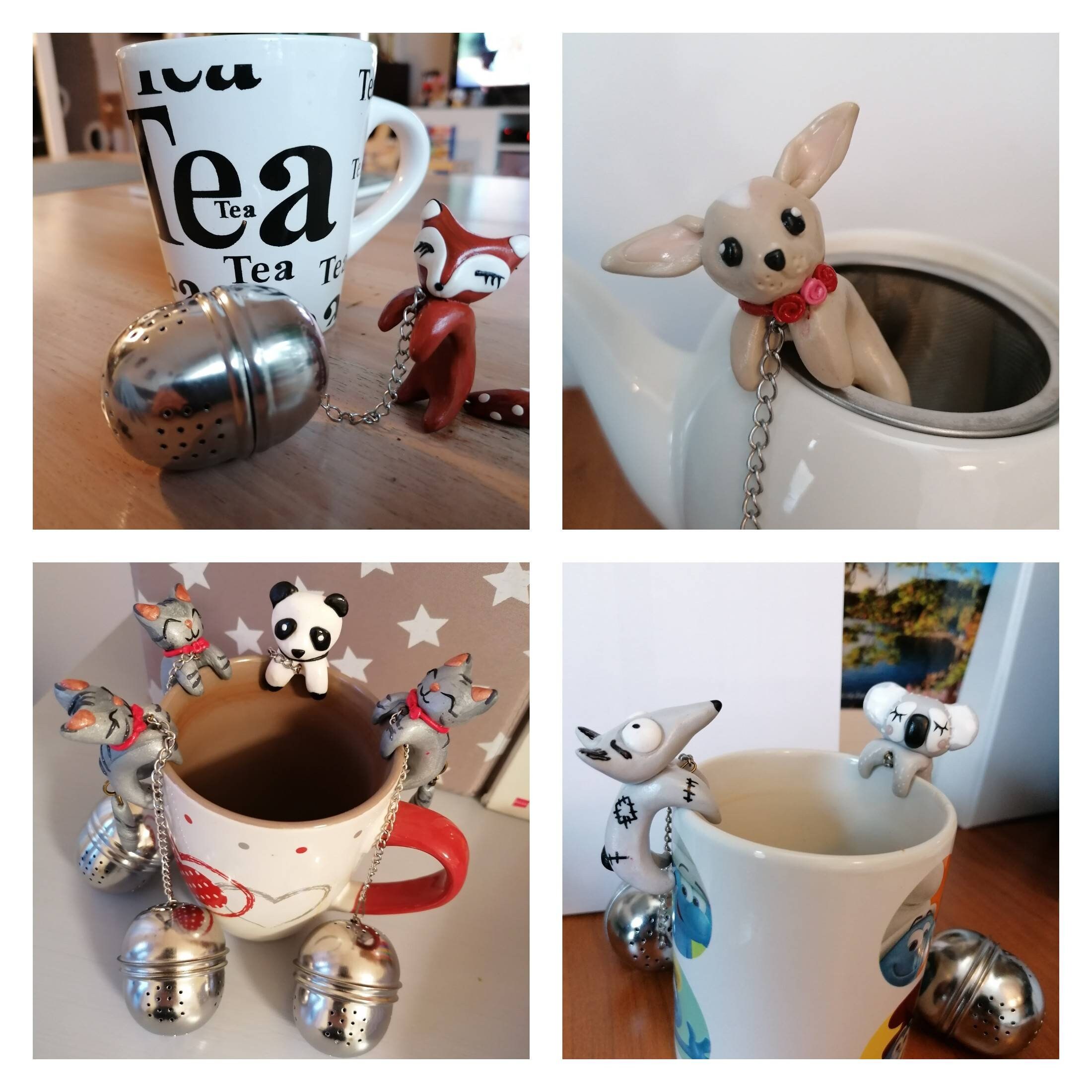 Boule à Thé ou Porte Sachet Koala, Chat, Chihuahua, Chien , Renard, Cadeau d'anniversaire, Fête Des 