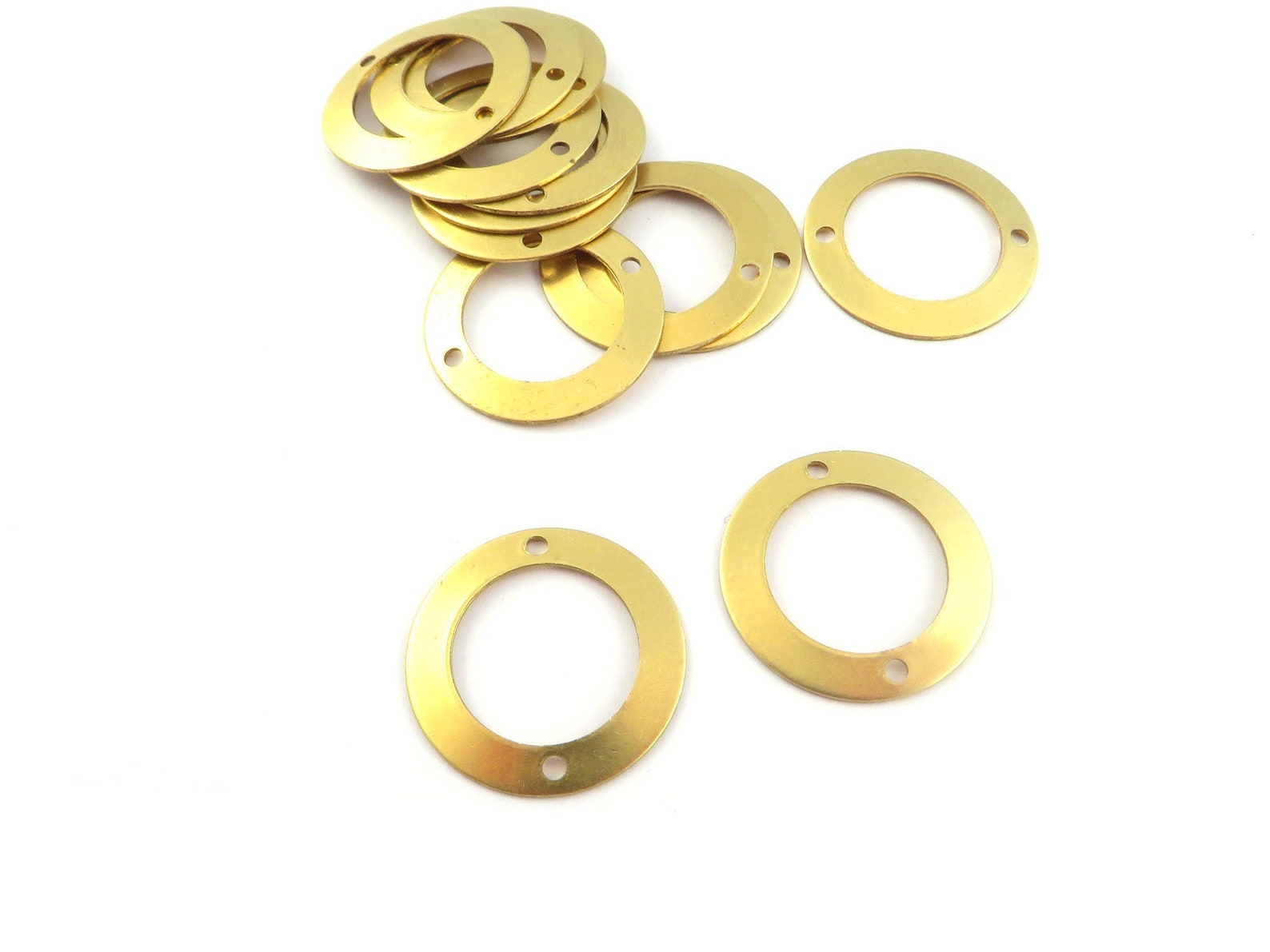 4x Brass washer disc connector 2hole ring disc charm raw Etsy