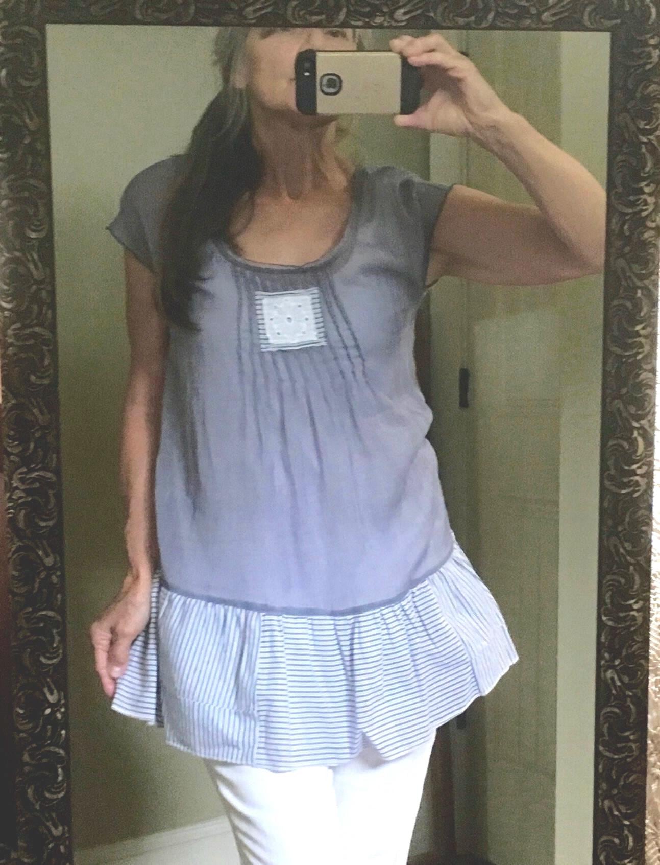 Used Tunic Top Upcycled Repurposed Altered Remade Tunic Top S - Etsy