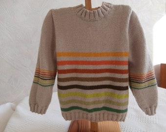 Pull laine mixte 3 ans tricoté à la main
