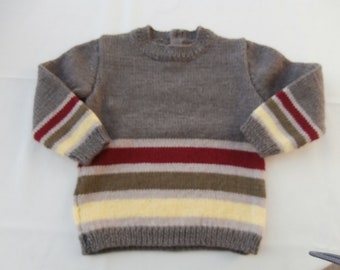 Pull enfant 2ans en  laine tricoté main